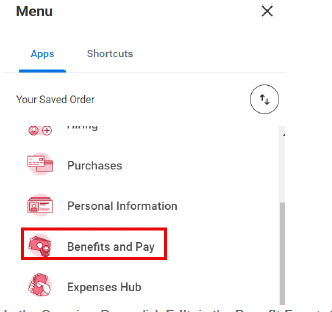 Benefits and Pay app on workday